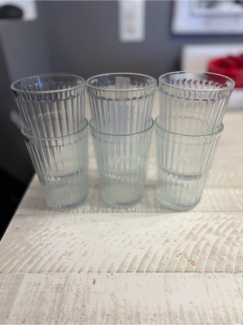 Clear Ribbed Glass Tumbler Set - 6 Pack